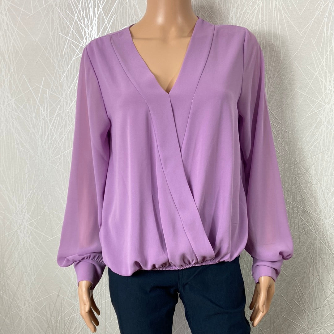 Blouse violette manches longues style cache coeur Terra Di Siena