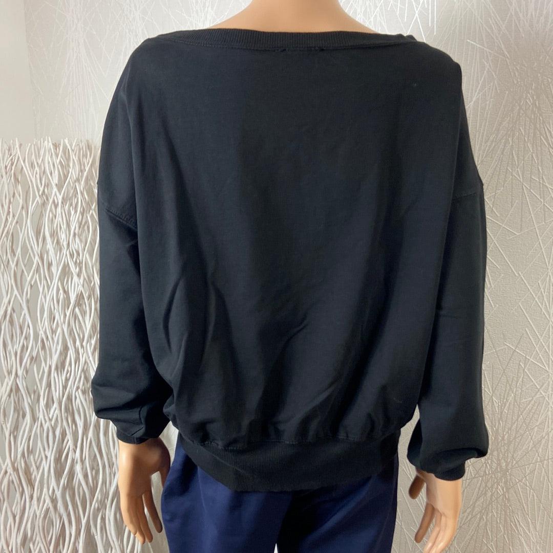 Sweat shirt noir ample bords côtelés inscription it's a kind of magic Les Impatientes - Offre-Unique