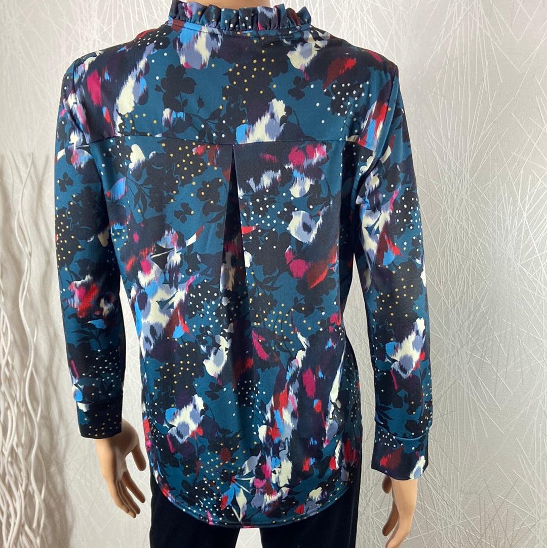 Blouse multicolore avec jeux de plis encolure V Le Singe de Julie - Offre-Unique