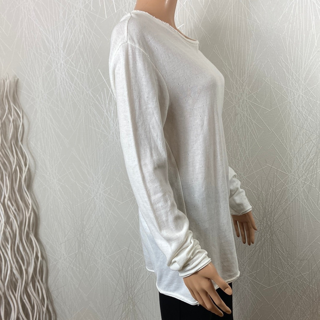 Pull femme coton long blanc Uniplay