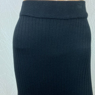 Jupe longue tricot noir taille haute élastique fente d'aisance Ihruvera Ichi