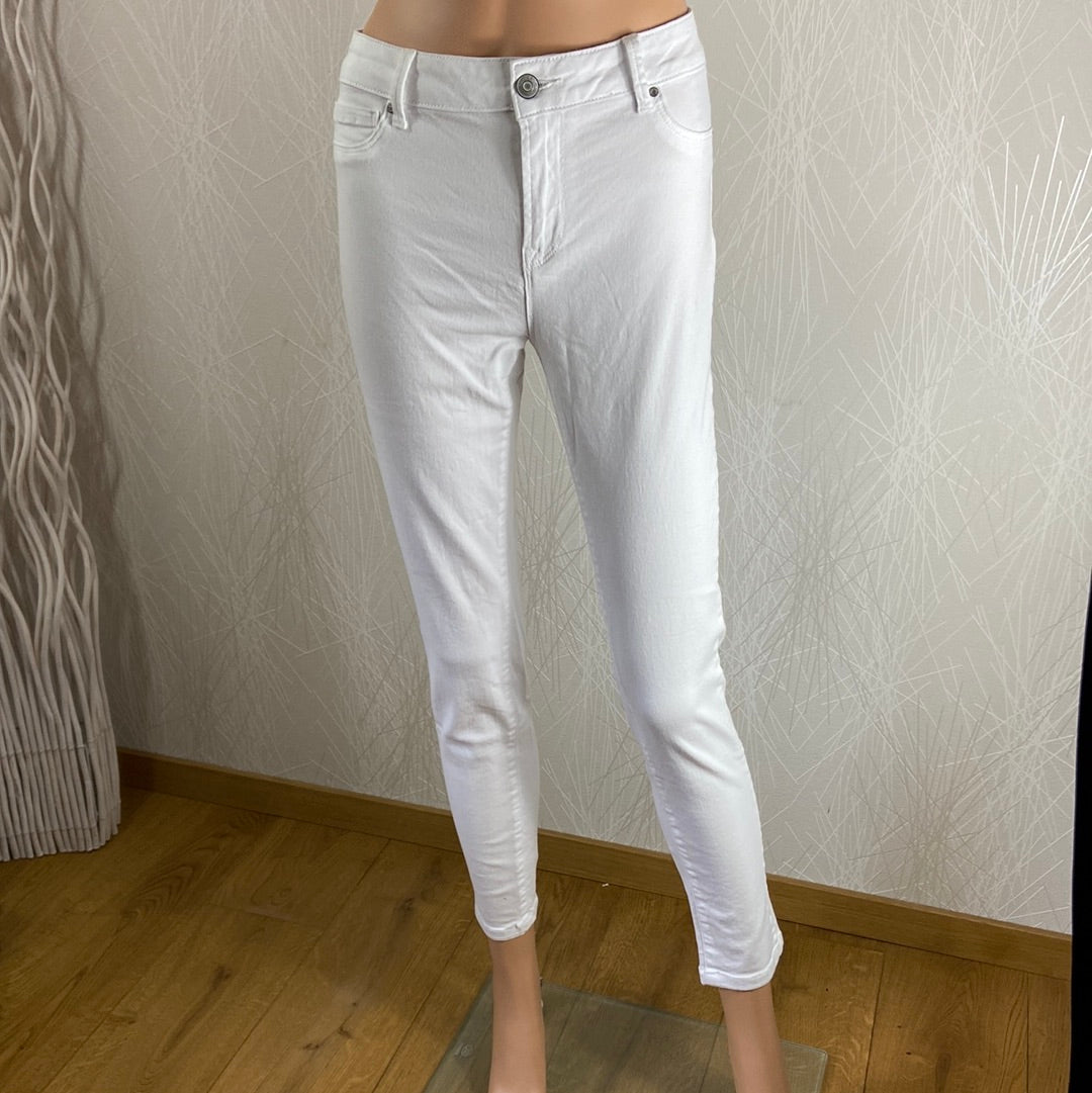 Pantalon coton blanc stretch taille haute