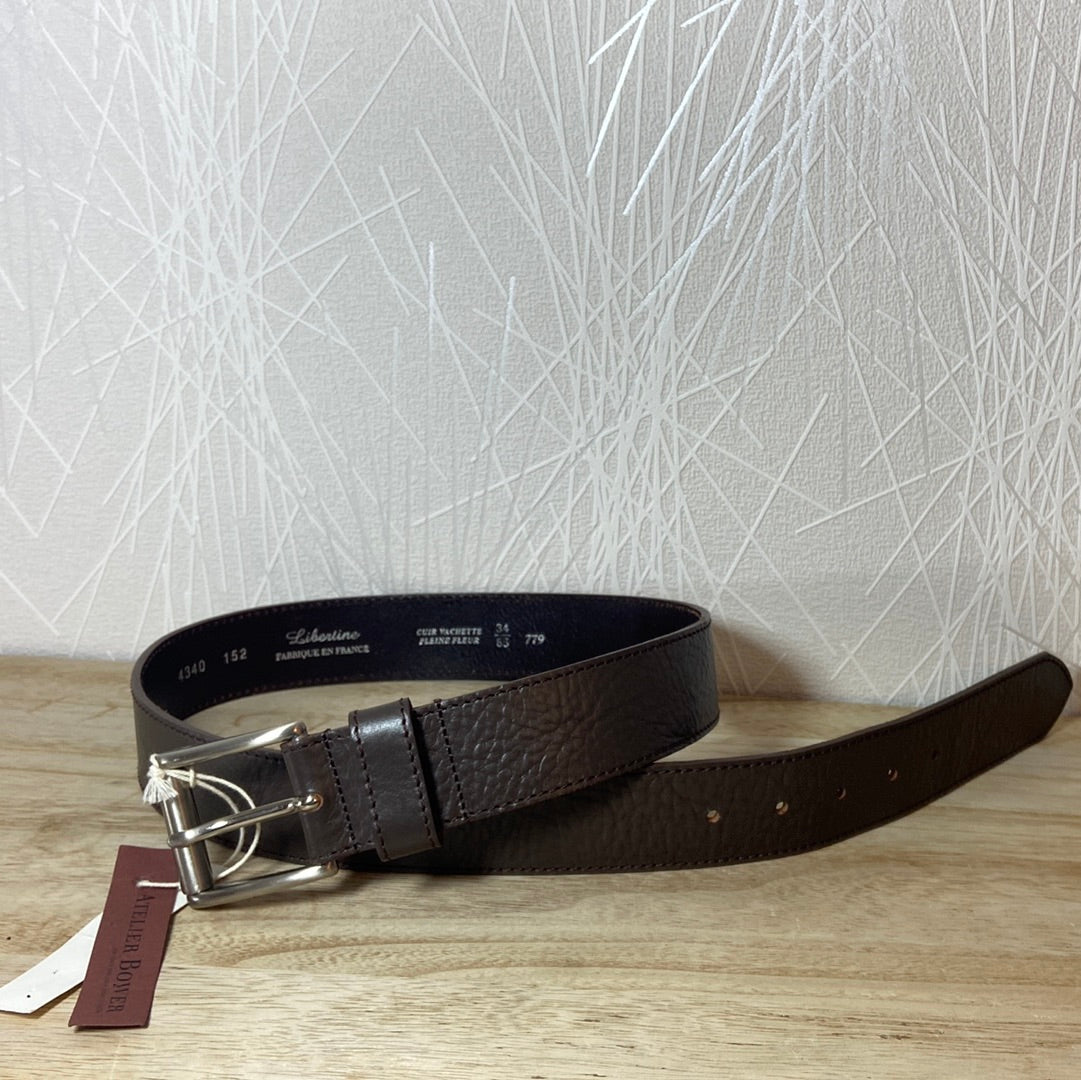 Ceinture large marron cuir de vachette Atelier Bower