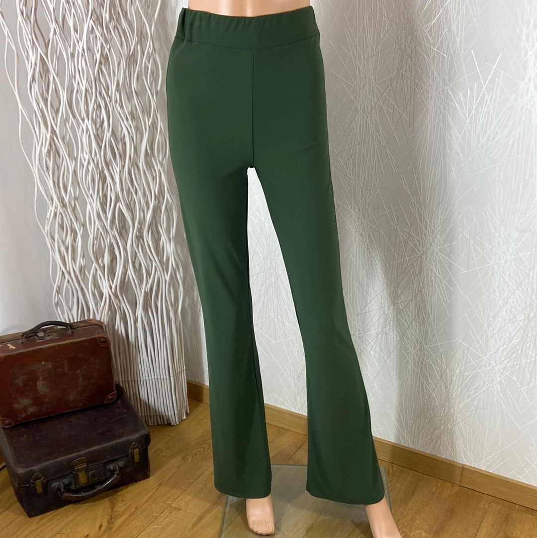 Pantalon fluide femme taille haute élastique coupe flare