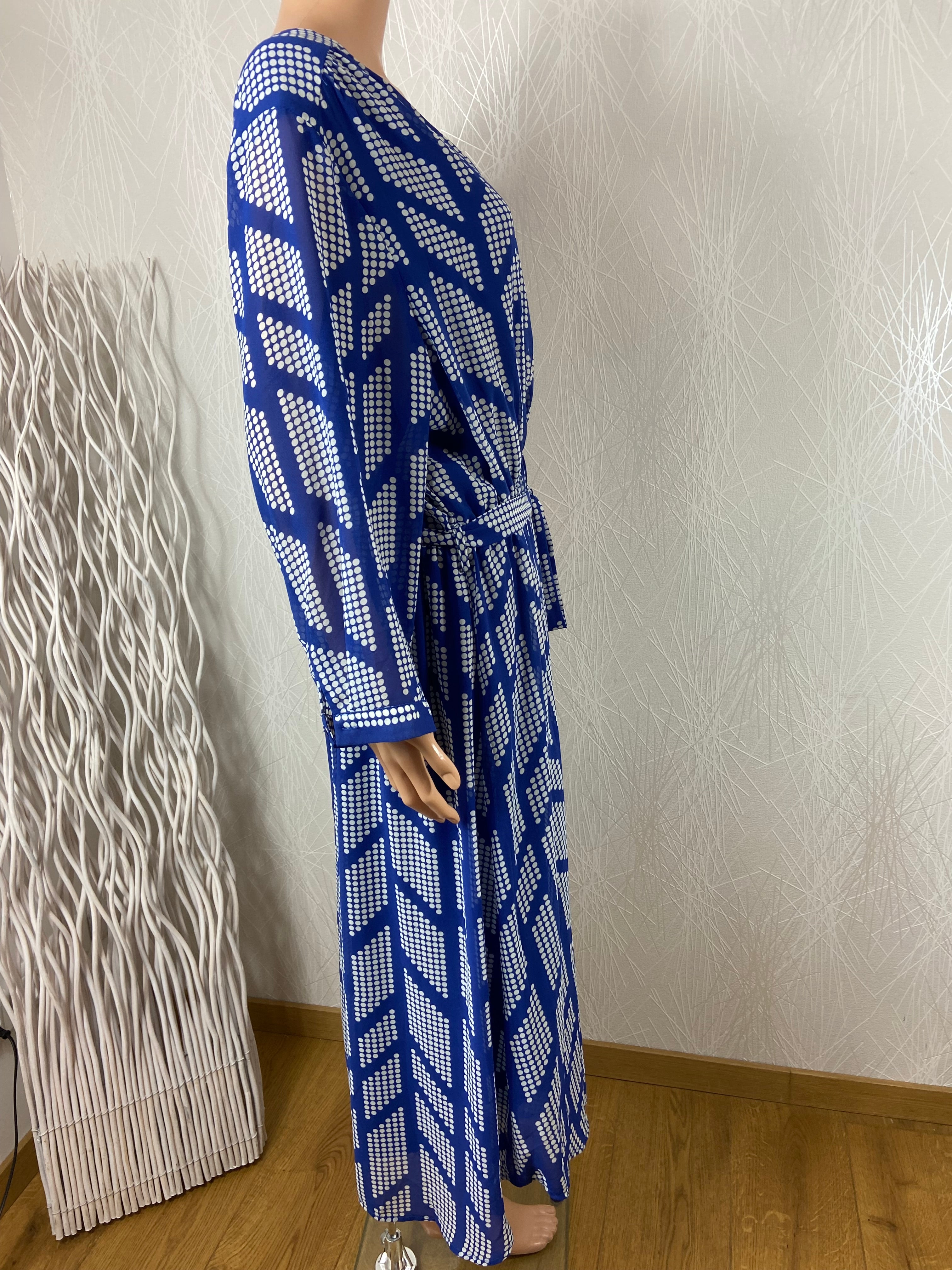Robe longue bleue doublée élastique manches longues transparentes Noogat
