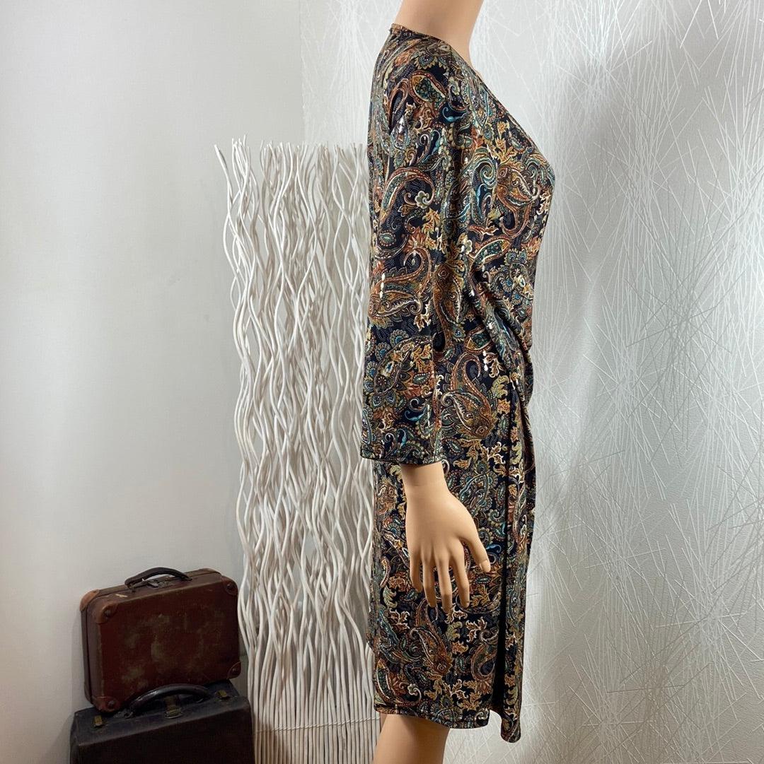 Robe cache cœur manches 3/4 motifs cachemire Le Singe de Julie - Offre-Unique