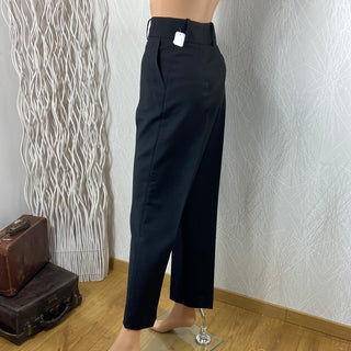 Pantalon noir en laine taille haute coupe droite Tabala Paris