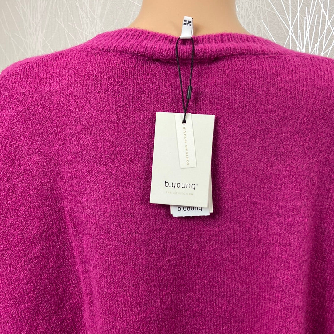 Pull rose oversize laine mohair modèle bymarry jumper B-Young