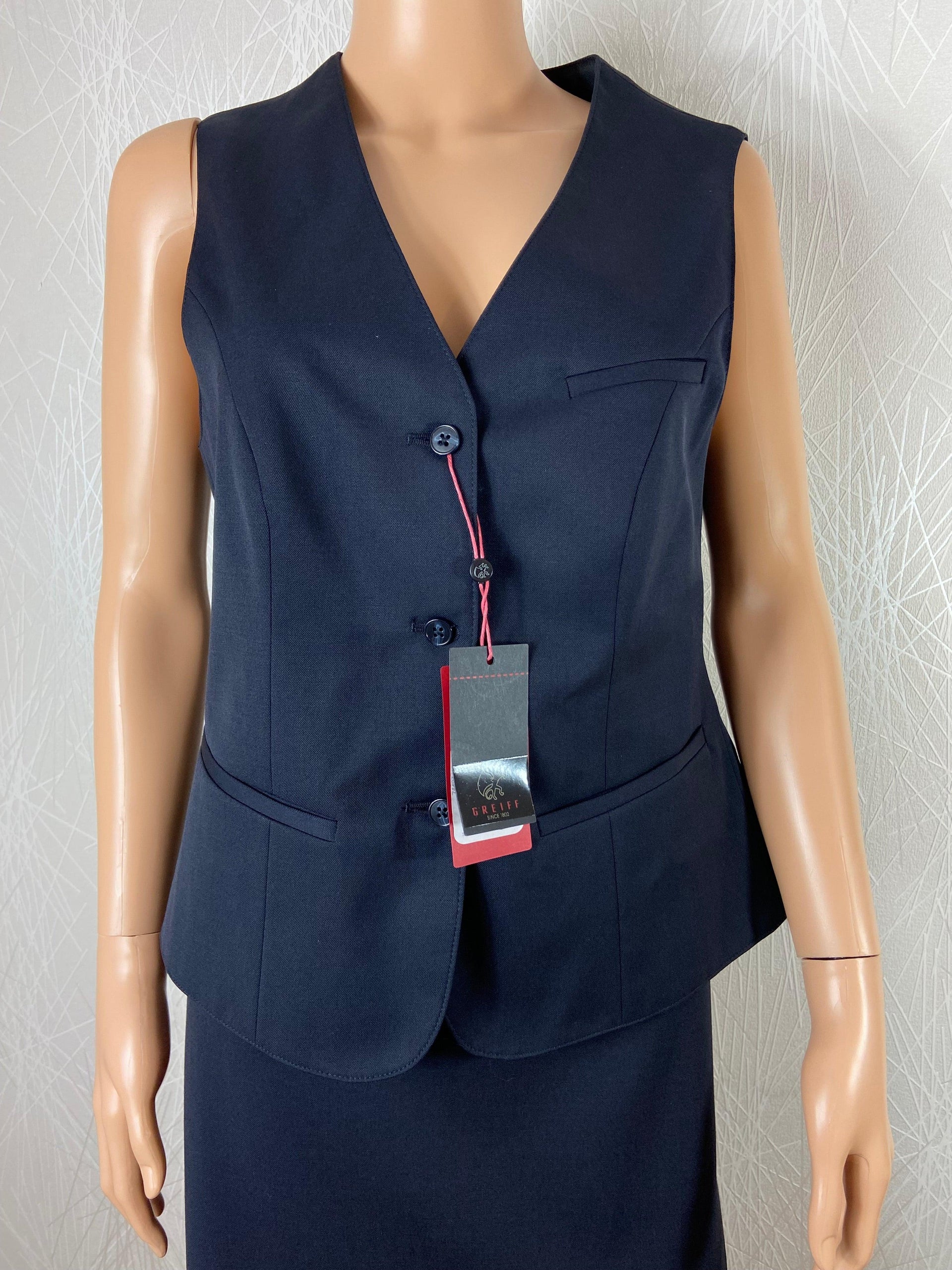 Gilet femme bleu marine sans manches costume habillé Comfort Fit