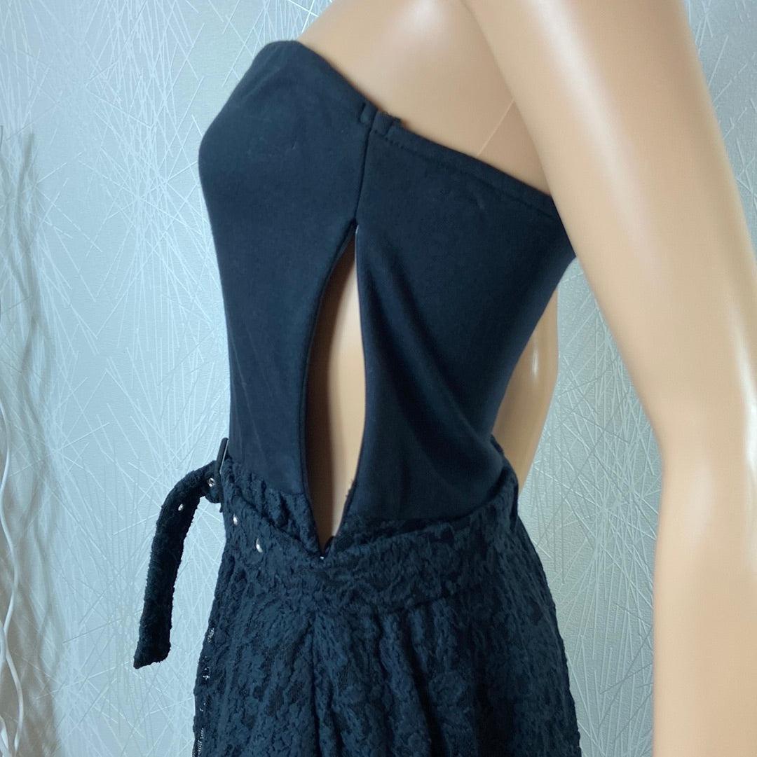 Robe bustier noire à dentelle Peppa Gallo - Offre-Unique