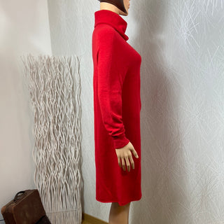 Robe pull rouge en tricot col roulé coupe droite Veneziano Carta Libera