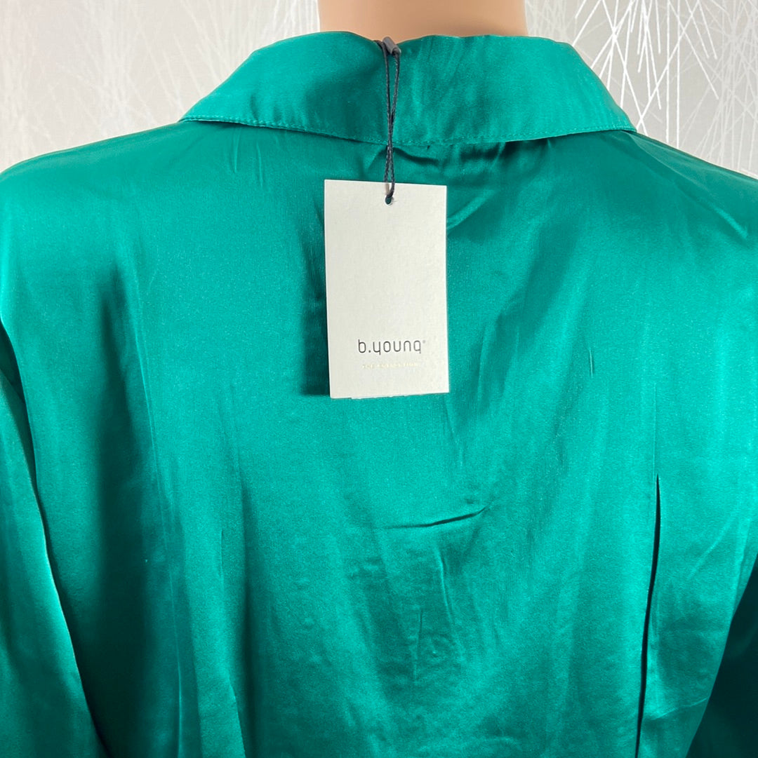 Chemise femme tissu satin vert Byhence Shirt B.Young