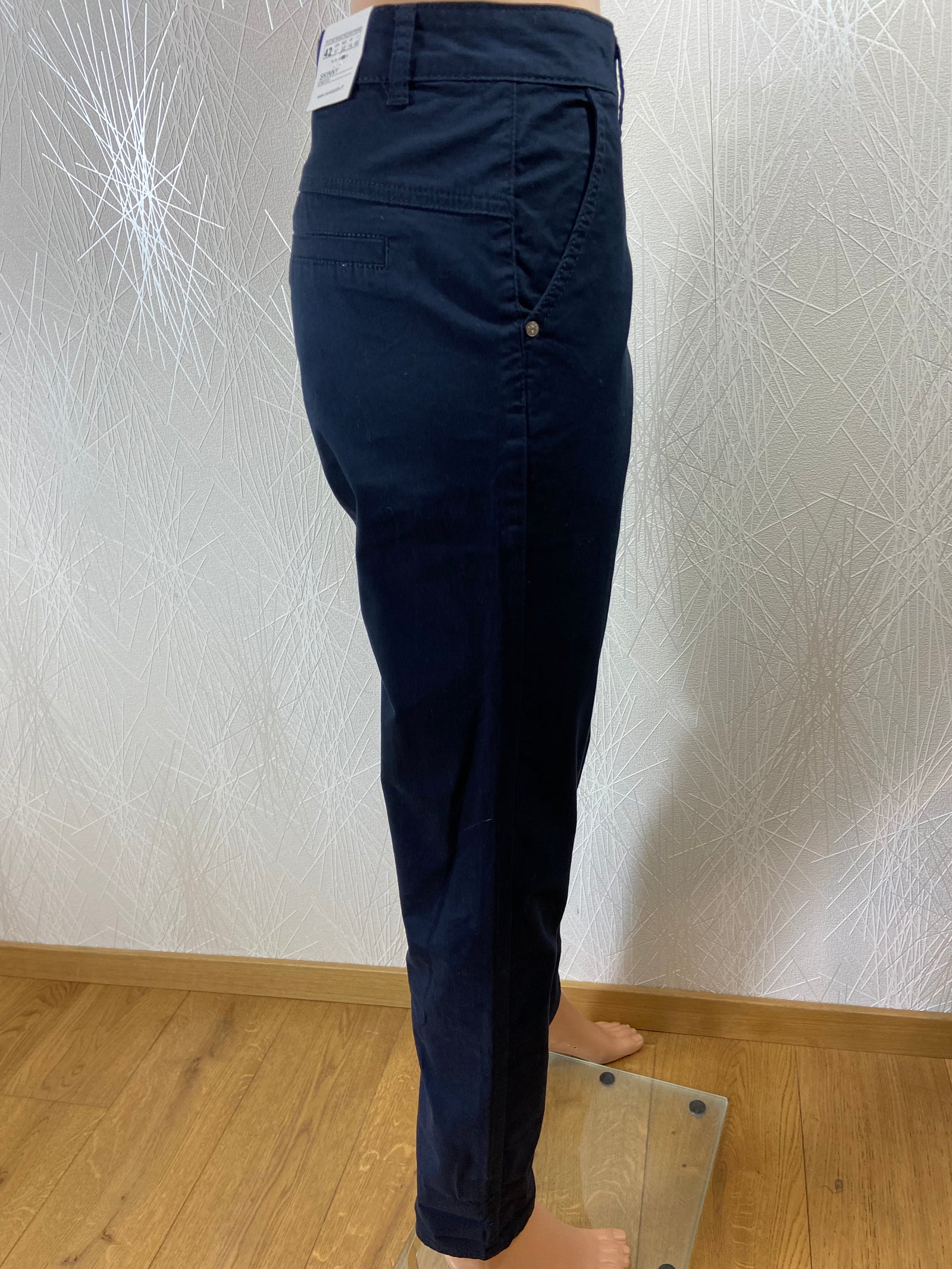 Pantalon femme léger skinny en coton taille mi-haute Sarah John