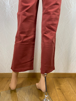 Pantalon coton rouge brique taille haute jambes amples Les Impatientes