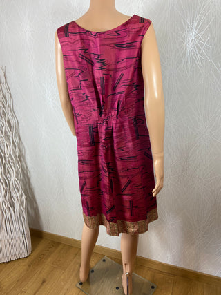 Robe en soie réversible rose ou brun plis Namaste