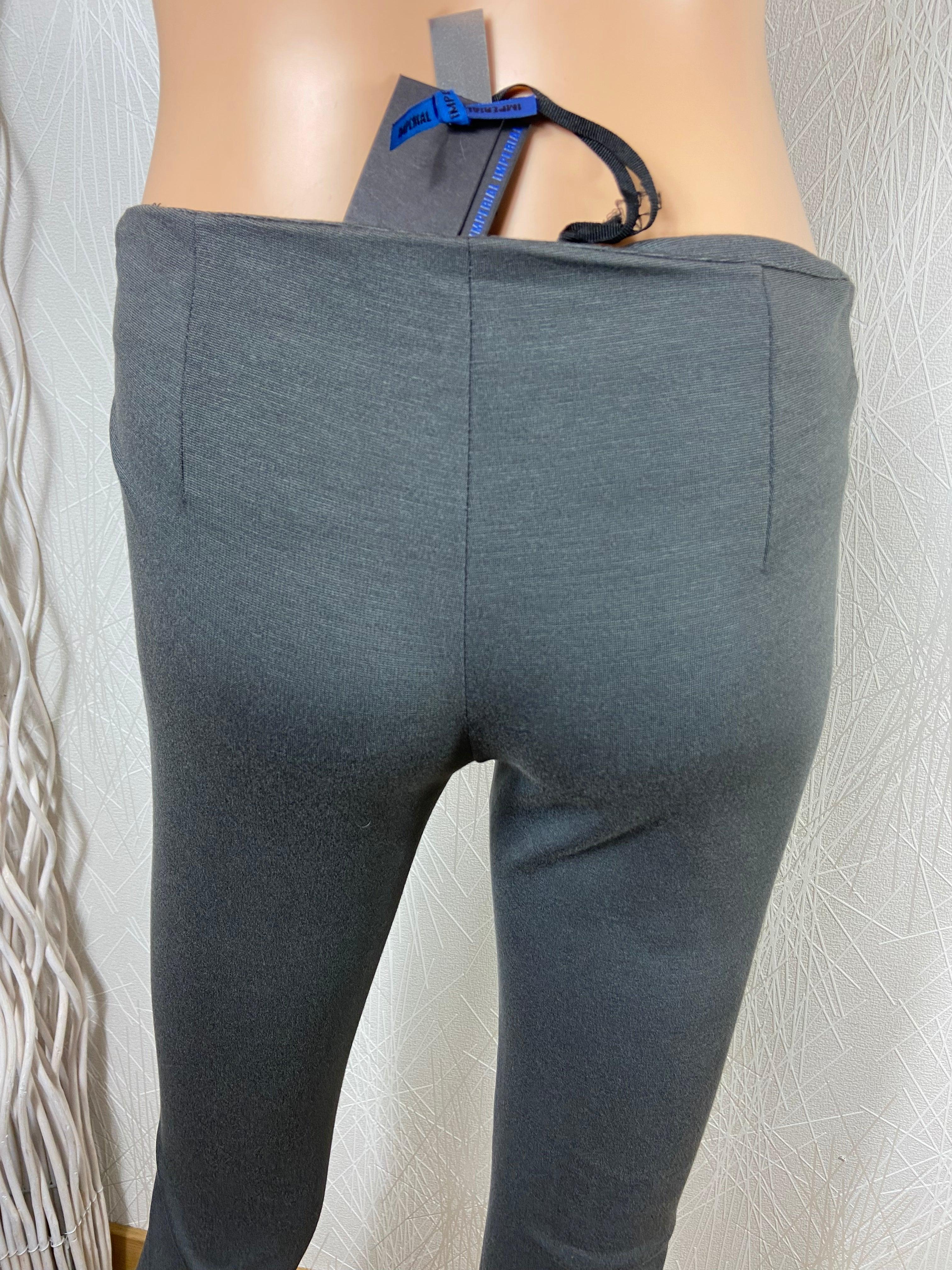 Pantalon leggings gris fermeture zip Impérial - Offre-Unique