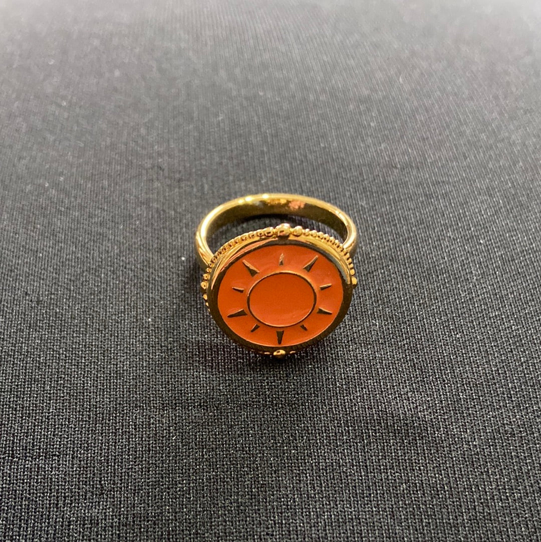 Bague ajustable plaquée or inclusion orange Shabada