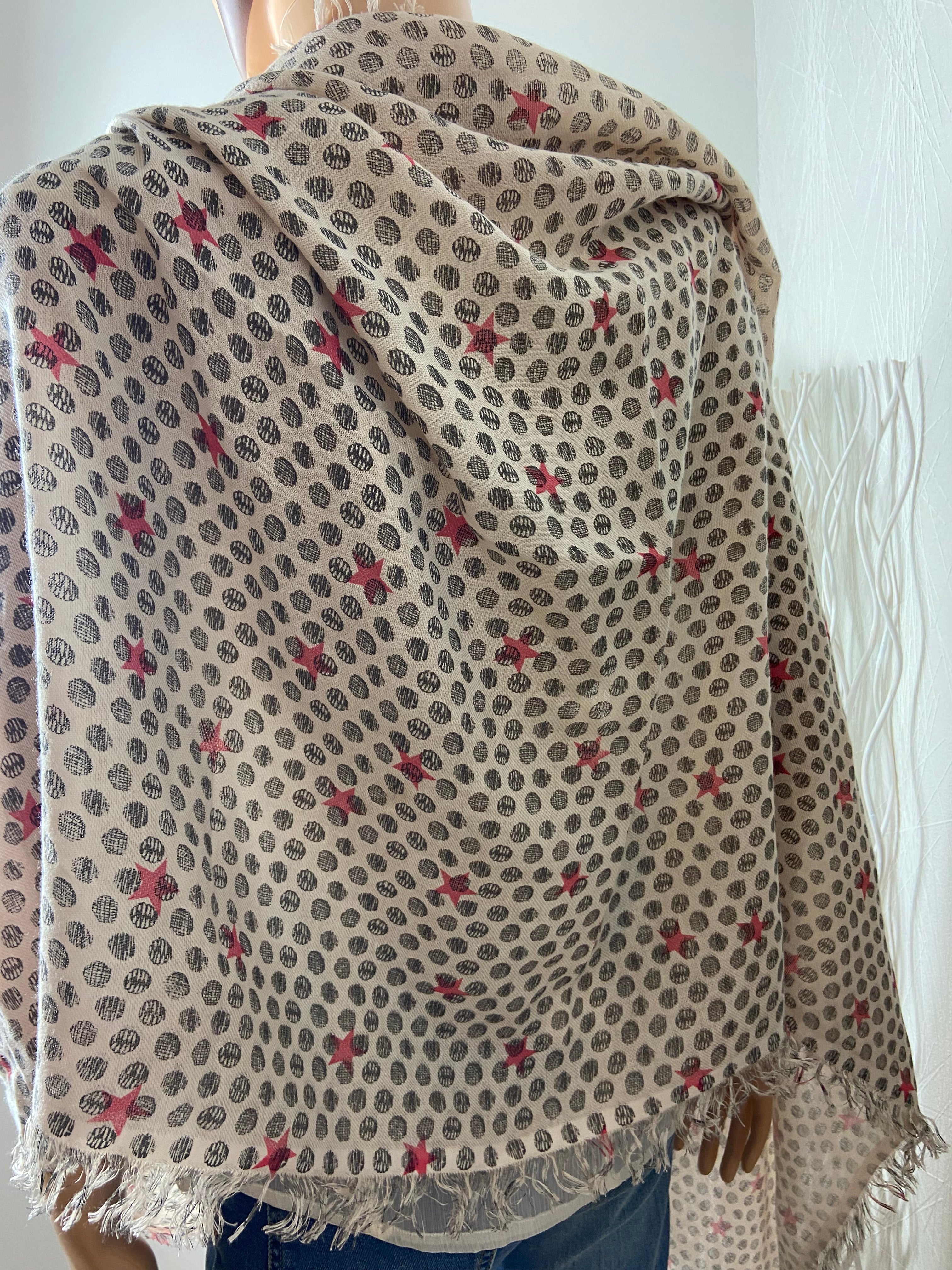 Foulard chèche beige à motifs Pako Litto