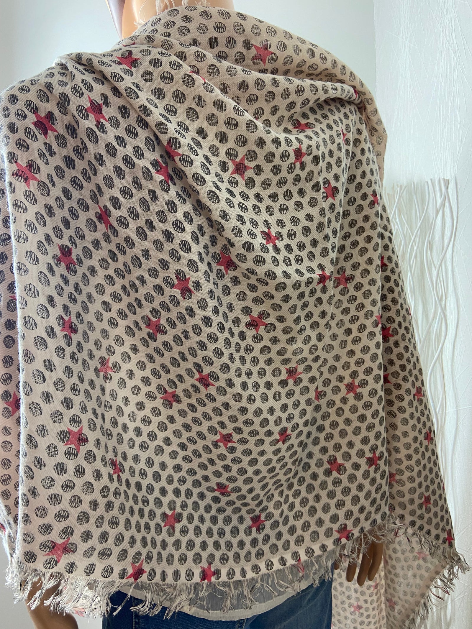 Foulard chèche beige à motifs Pako Litto