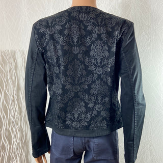 Veste noire en coton noir à motifs fleuris I.Code