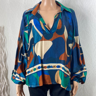 Blouse multicolore soie Made In Italy