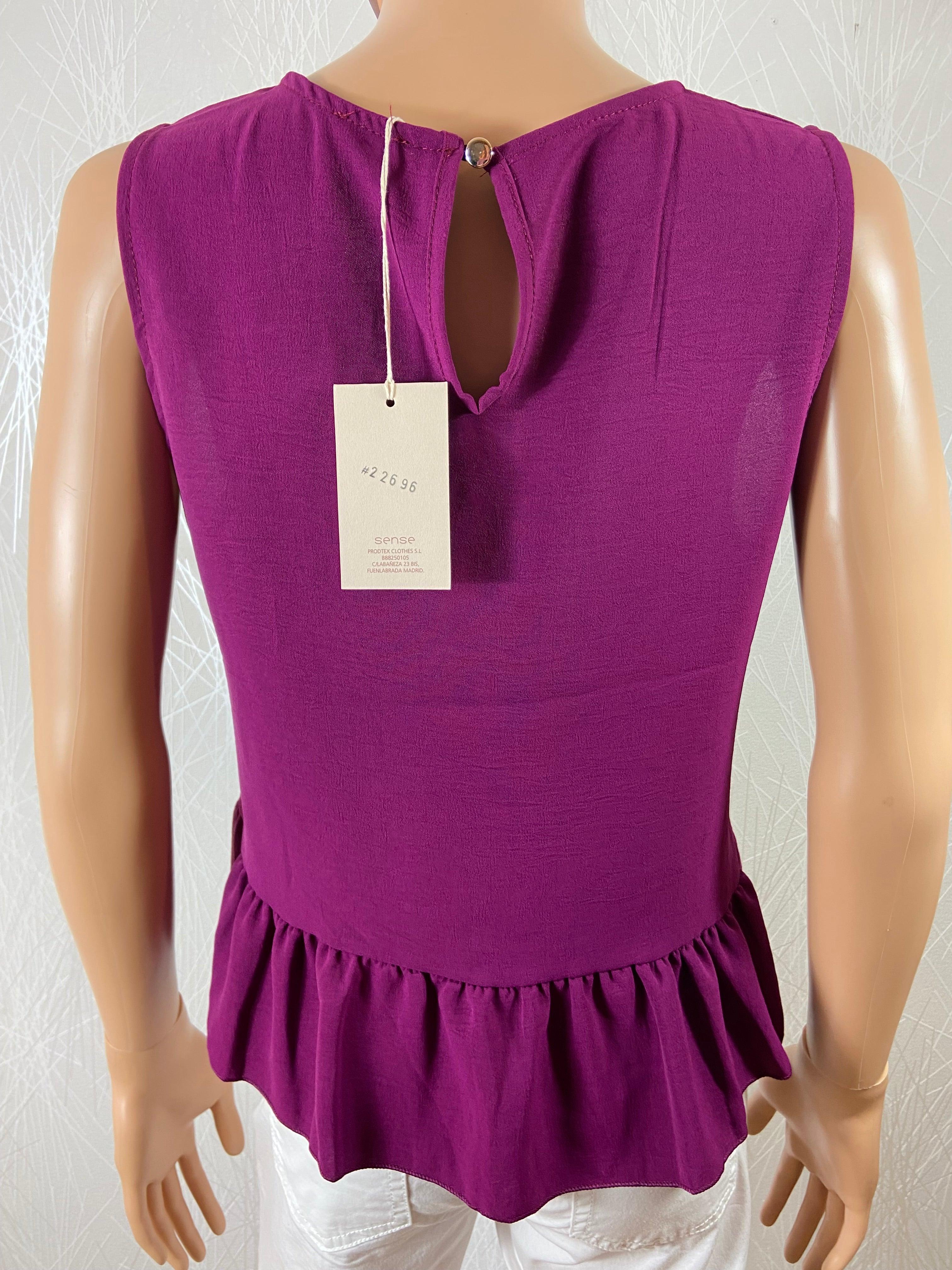 Top fluide violet sans manches avec volants Sense - Offre-Unique