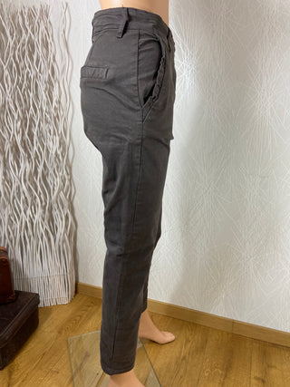 Pantalon marron stretch taille mi-haute