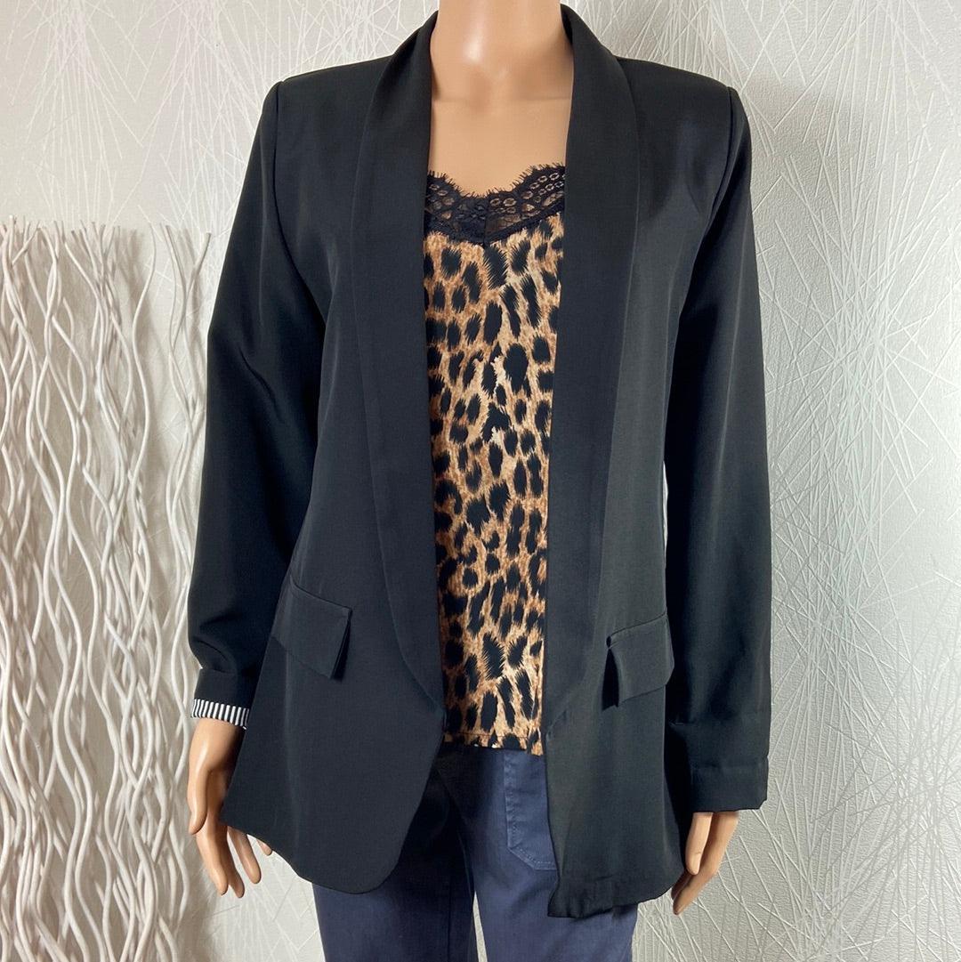 Veste Femme blazer noir coupe droite doublé New Collection - Offre-Unique