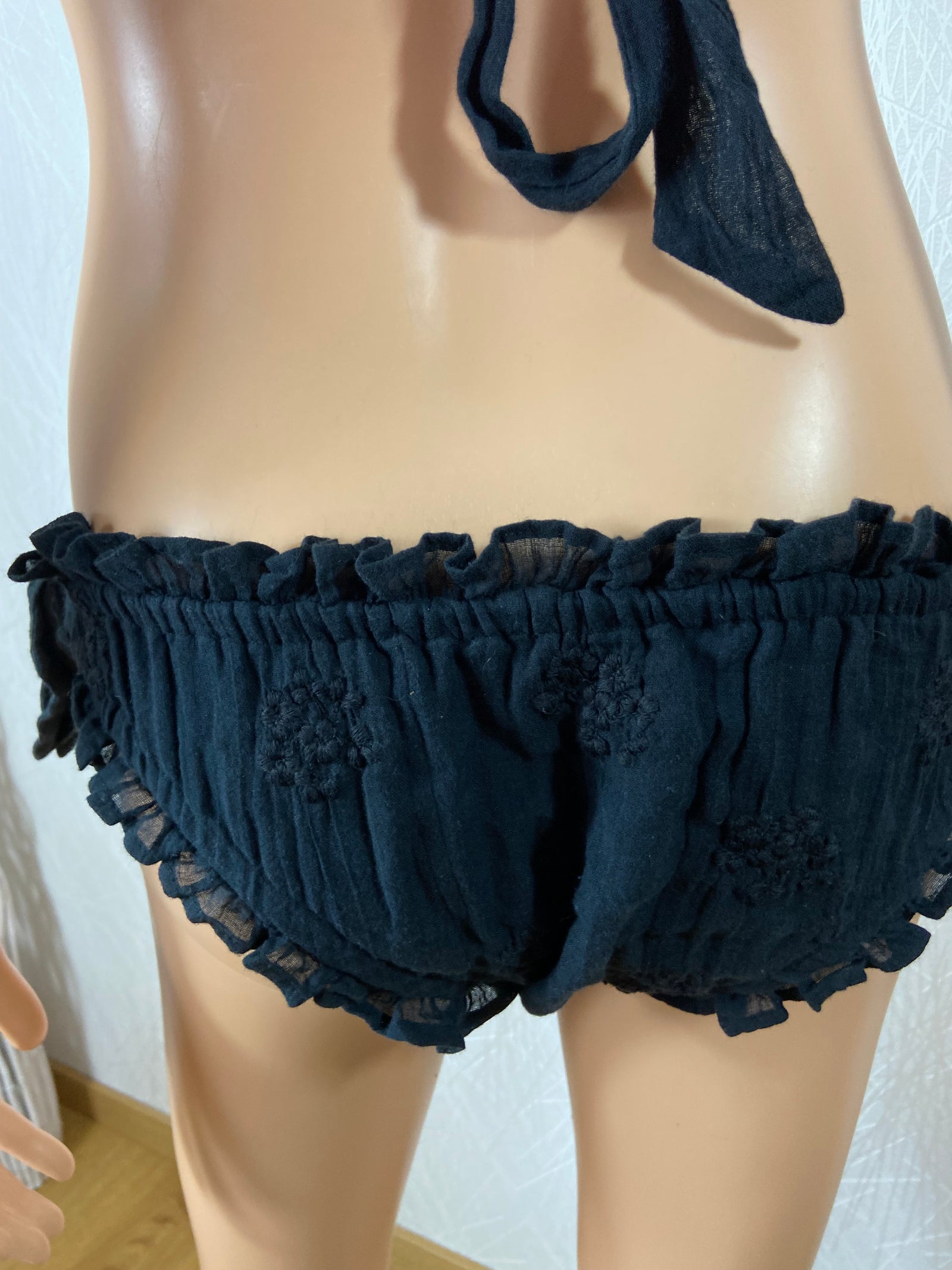 Maillot de bain bikini haut de gamme coton bretelles réglables broderie Marlo