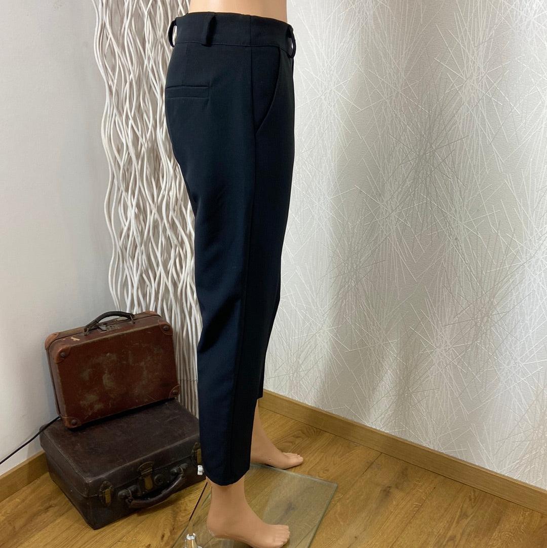 Pantalon noir habillé 7/8 taille haute coupe droite Studio Birkin - Offre-Unique