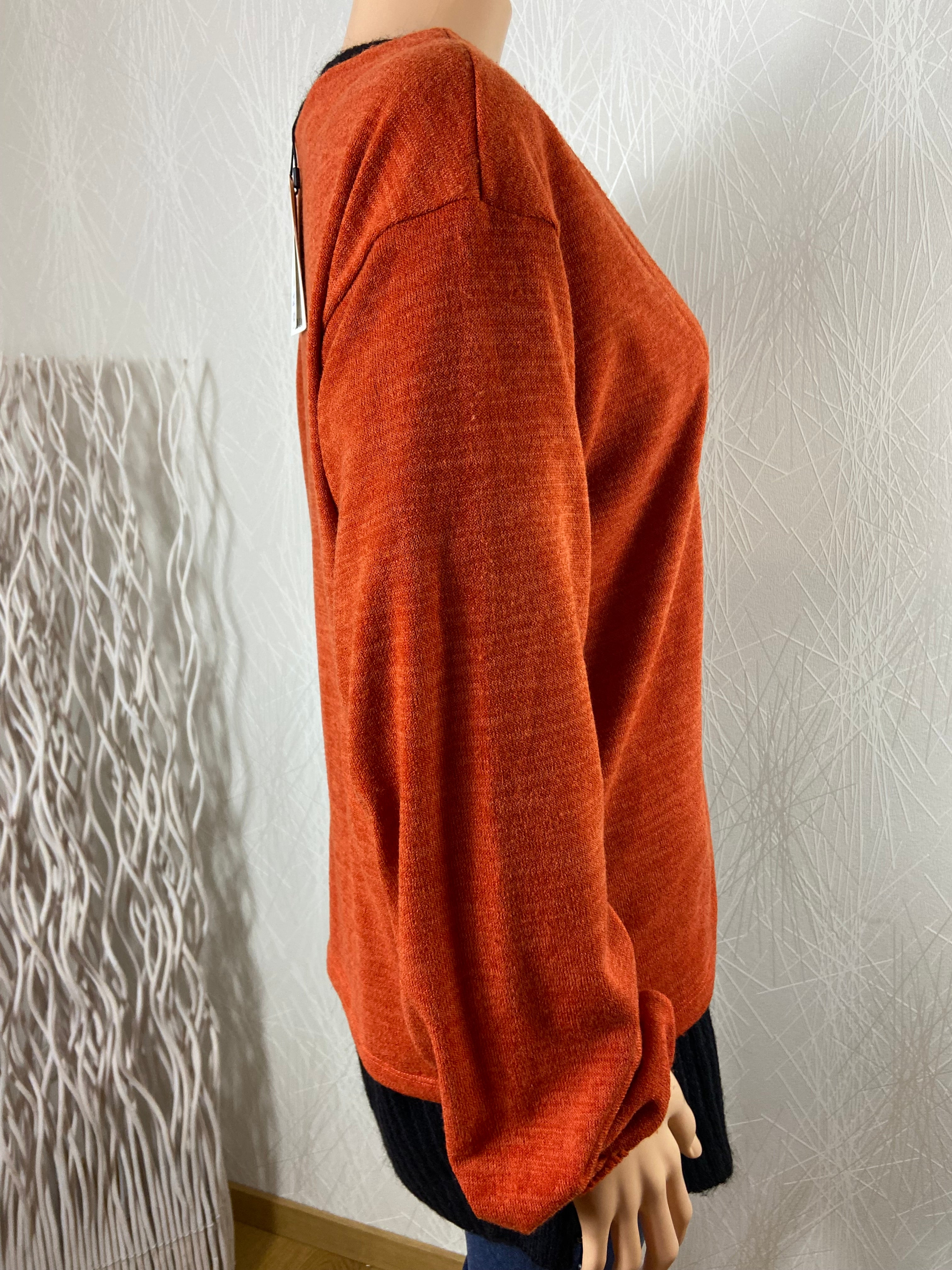 Gilet orange femme manches longues boutons nacres