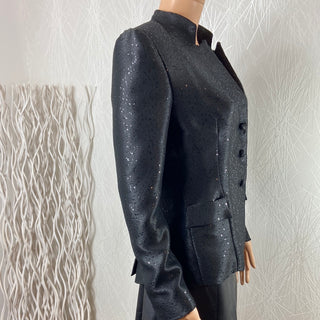 Blazer femme noir doublé à sequins de créateur Tabala Paris