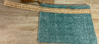 Sac pochette avec anse en coton et  jute de fabrication artisanale