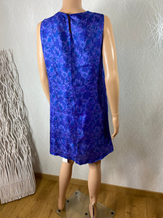 Robe bleue en soie sans manches réversible Namaste