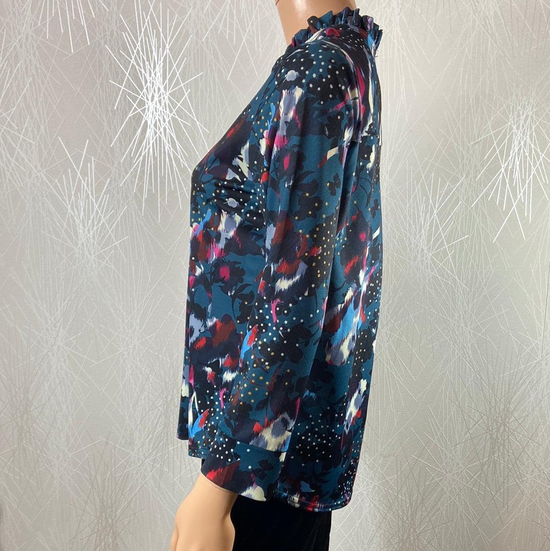 Blouse multicolore avec jeux de plis encolure V Le Singe de Julie - Offre-Unique