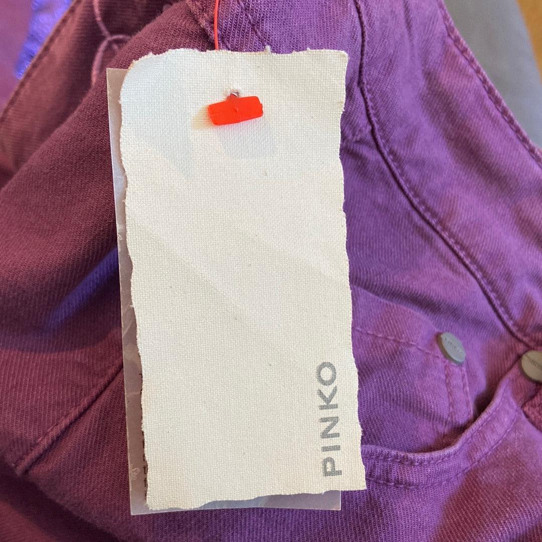 Pantalon slim coton violet broderie haut de gamme Pinko - Offre-Unique