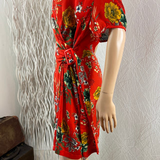 Robe courte style portefeuille motifs à fleurs manches courtes Frime