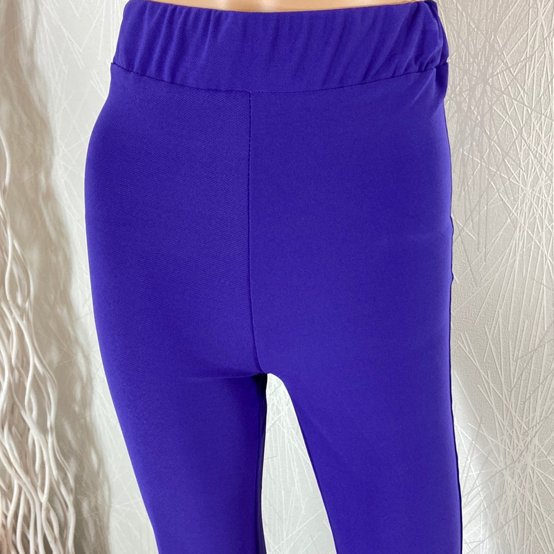 Pantalon fluide femme taille haute élastique coupe flare