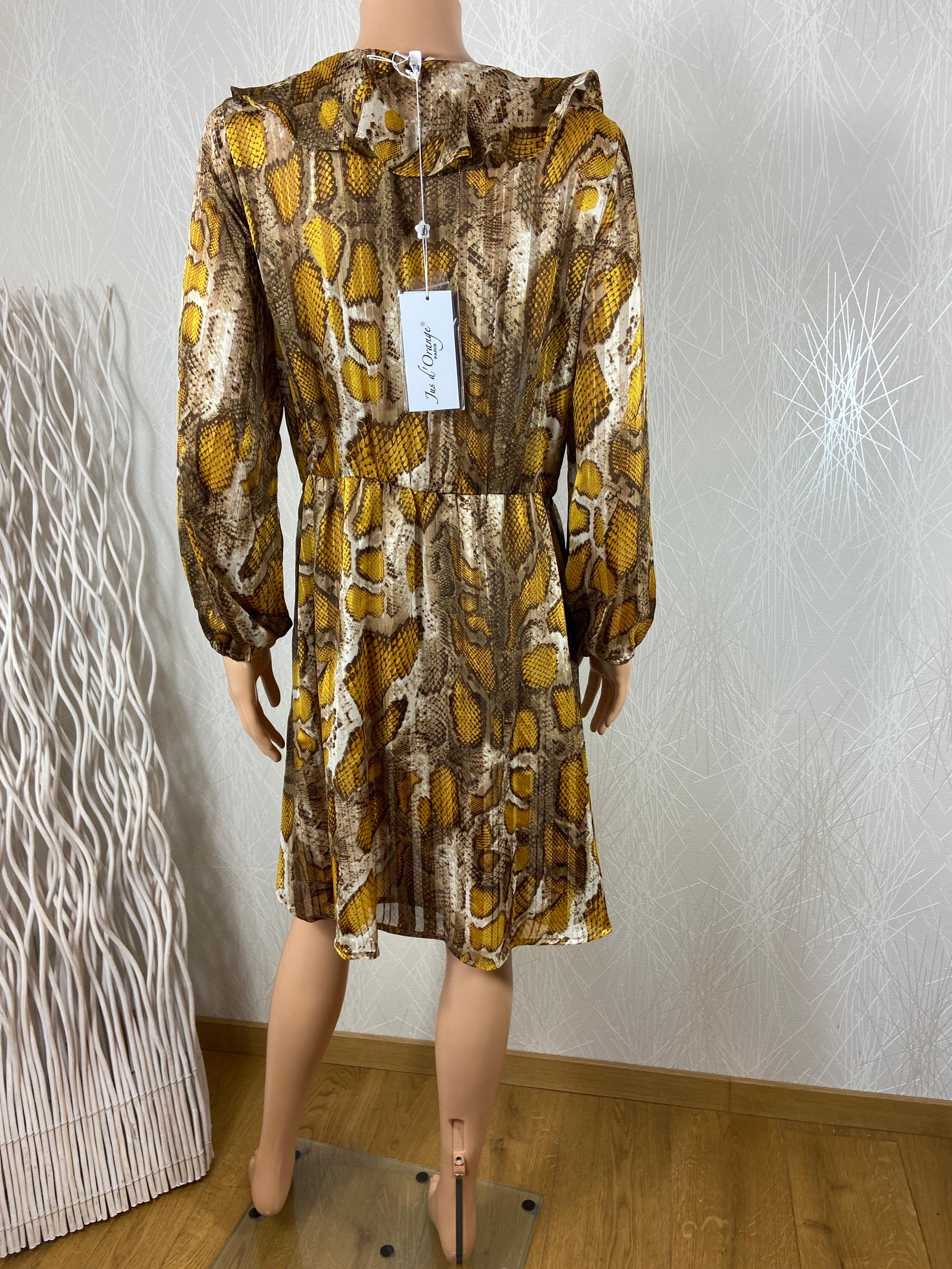 Robe cintrée multicolore à volant Jus Orange Paris