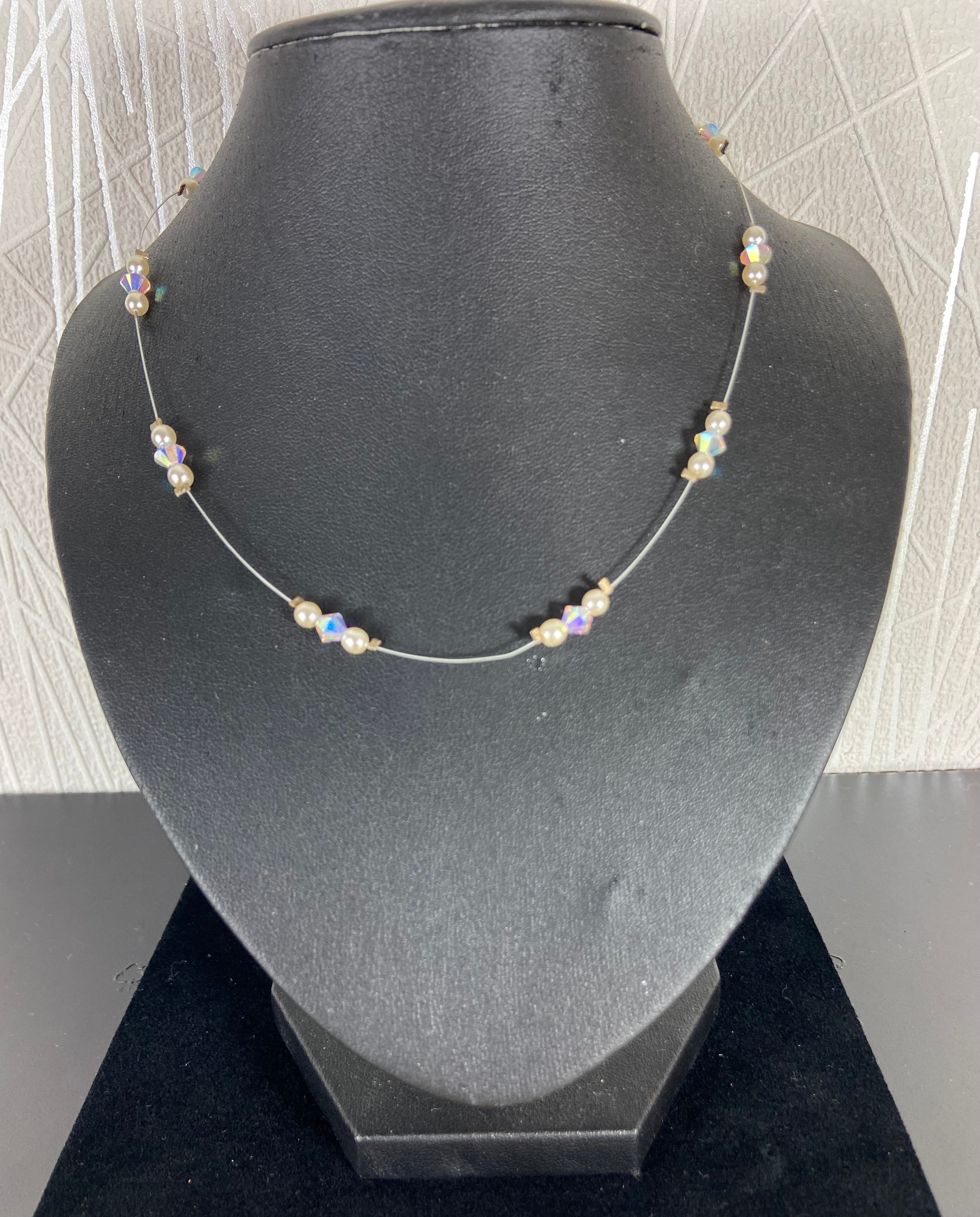 Collier perles blanches swarovski femme