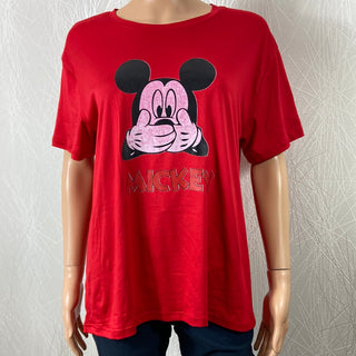 T-shirt rouge Mickey manches courtes Fashion