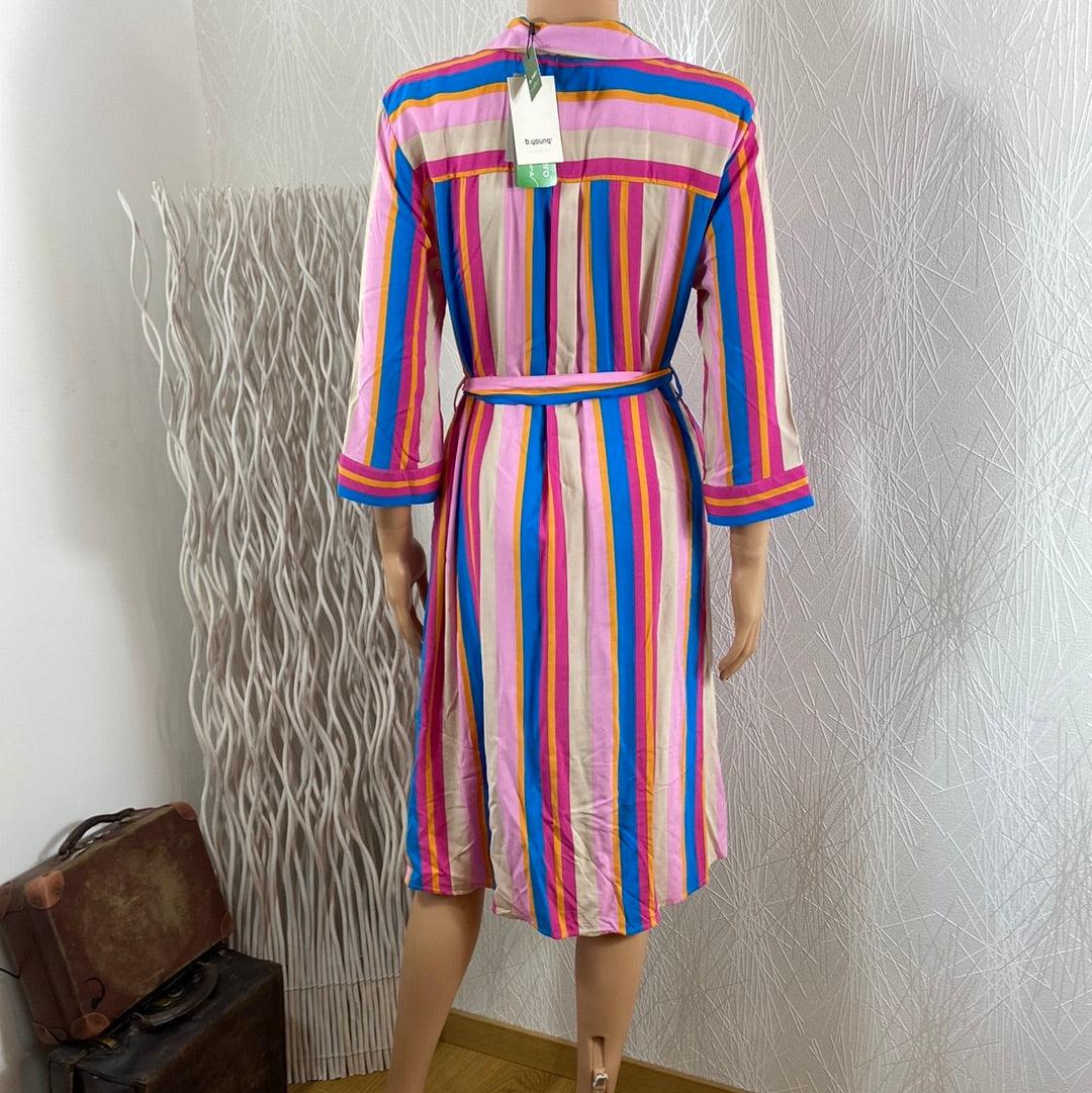 Robe rayée multicolore modèle Bymmjoella Shirt Dress B.Young - Offre-Unique