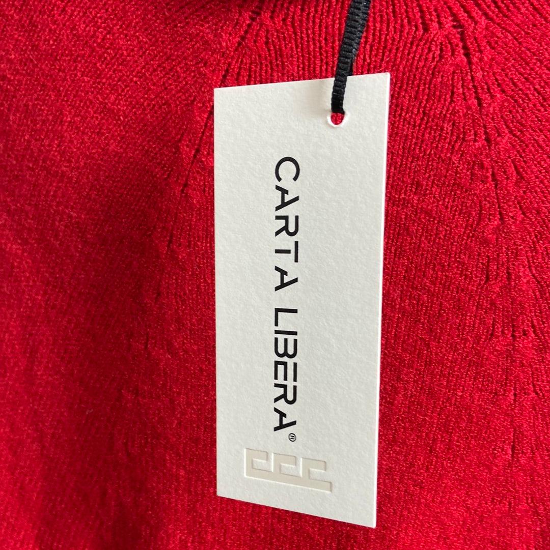 Robe pull rouge en tricot col roulé coupe droite Veneziano Carta Libera - Offre-Unique