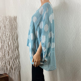 Blouse légère ample femme tons bleu et blanc Made In Italy