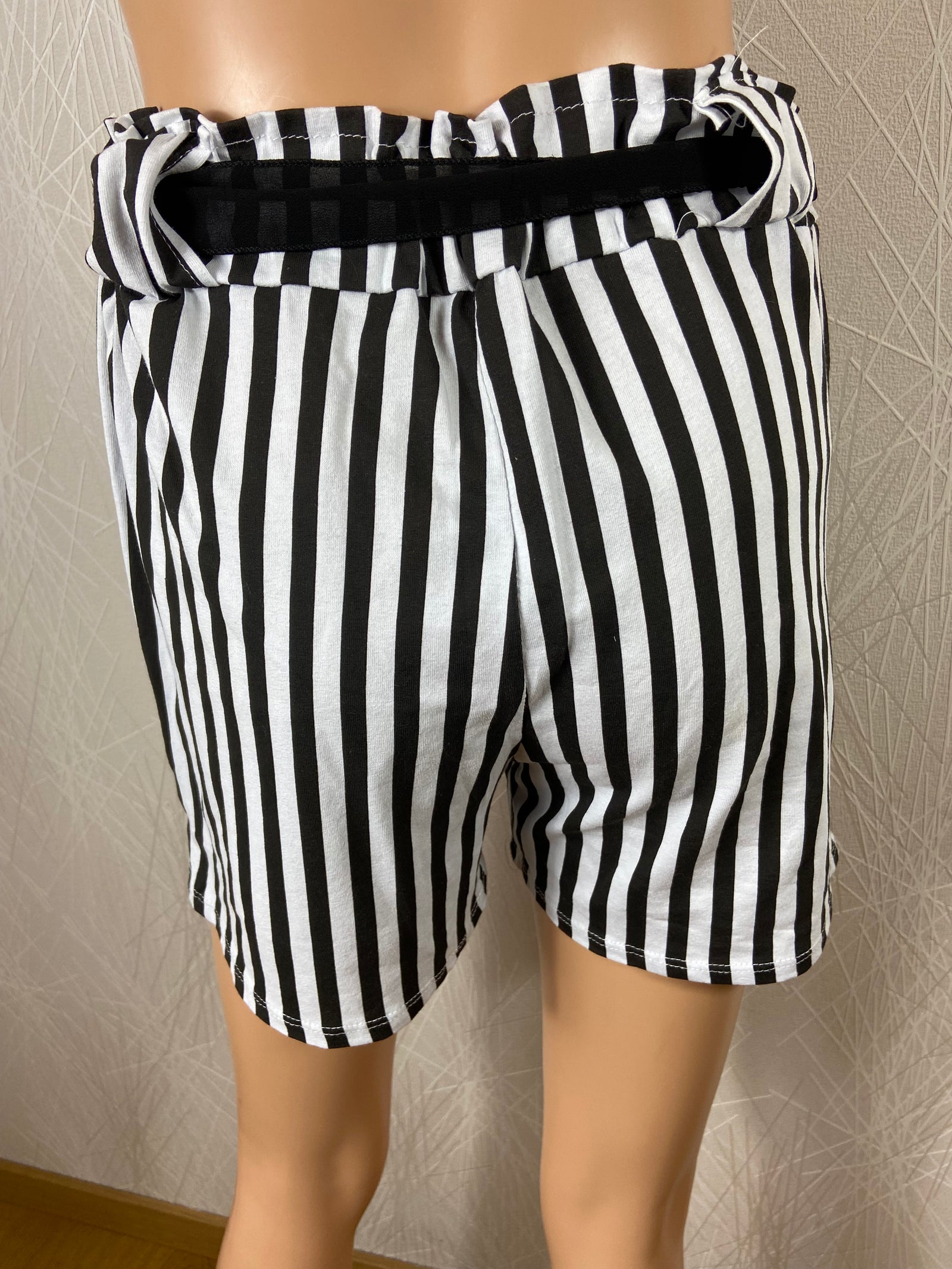 Short à rayures en coton fluide taille élastique Made In Italy