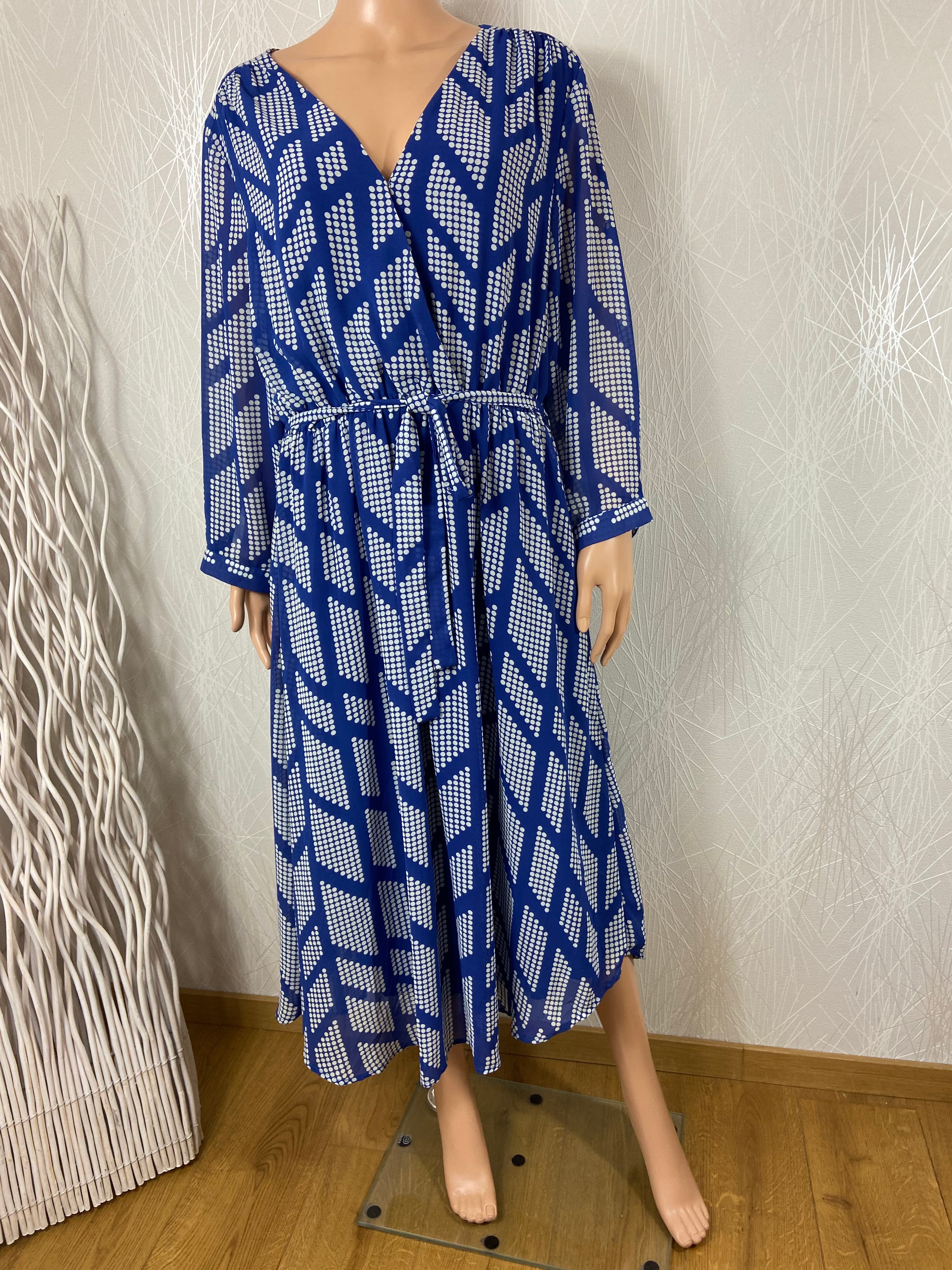 Robe longue bleue doublée élastique manches longues transparentes Noogat
