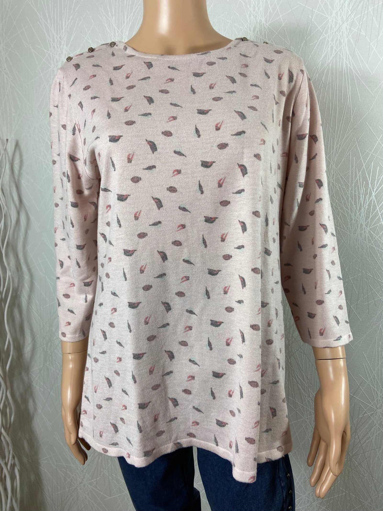 Pull femme fin rose à motifs taille XXL Iodena