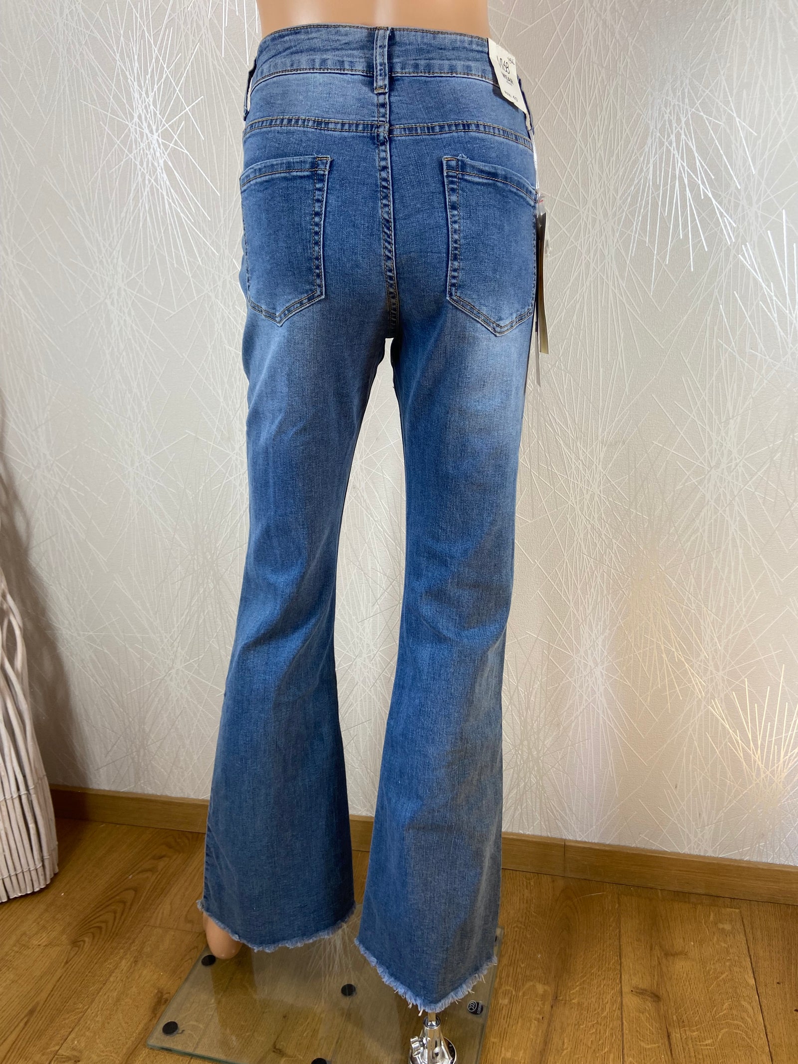 Jean Femme bleu taille haute jambe large V168 Wear Jeans