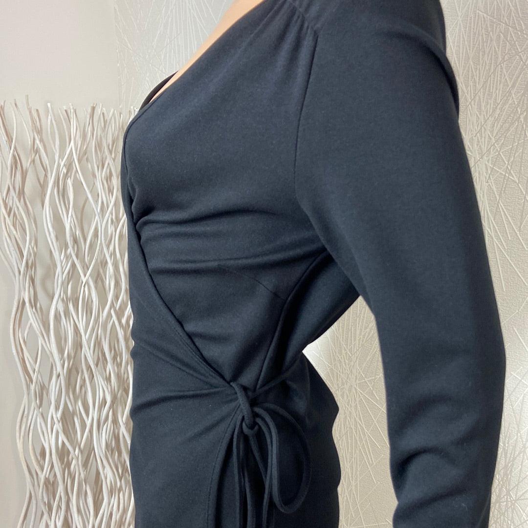 Robe noire portefeuille manches longues cordon Mandy Milano King Louie - Offre-Unique