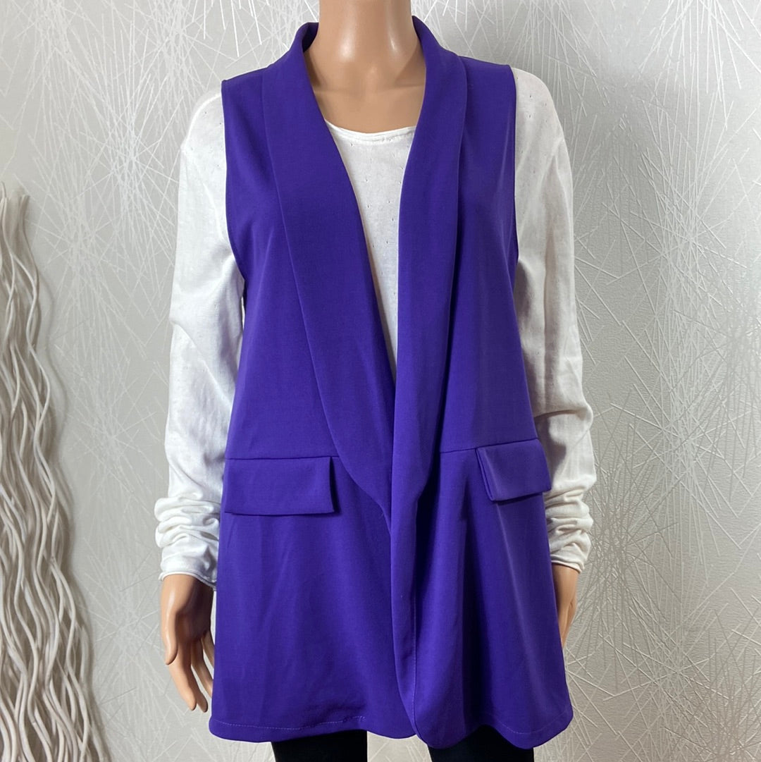 Gilet violet sans manches coupe ample femme